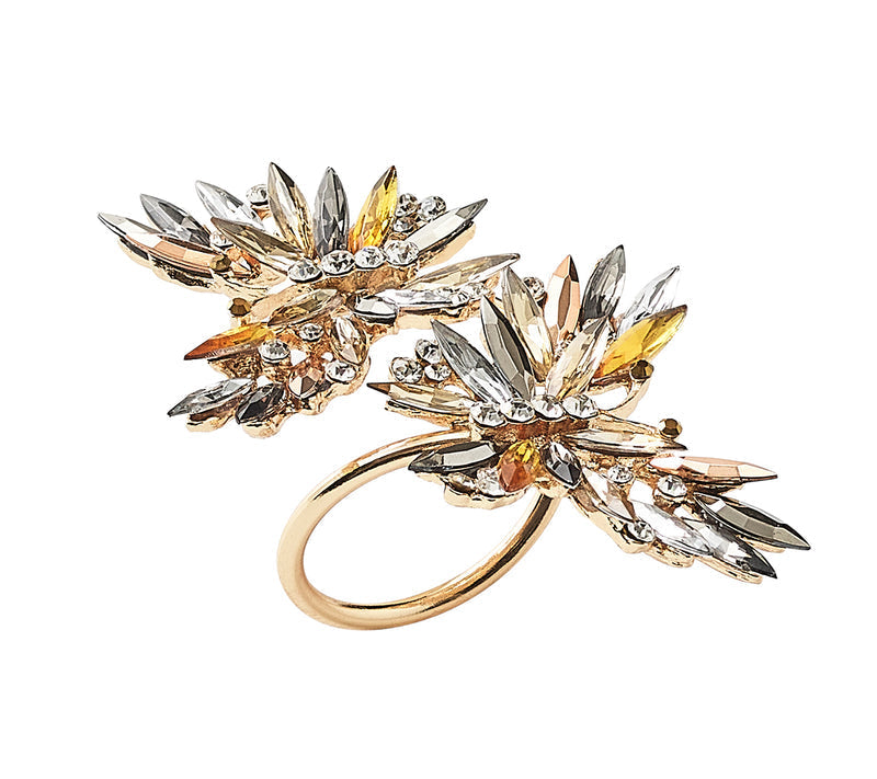 Butterflies Napkin Ring in Champagne &amp; Crystal, Set of 4 (D)