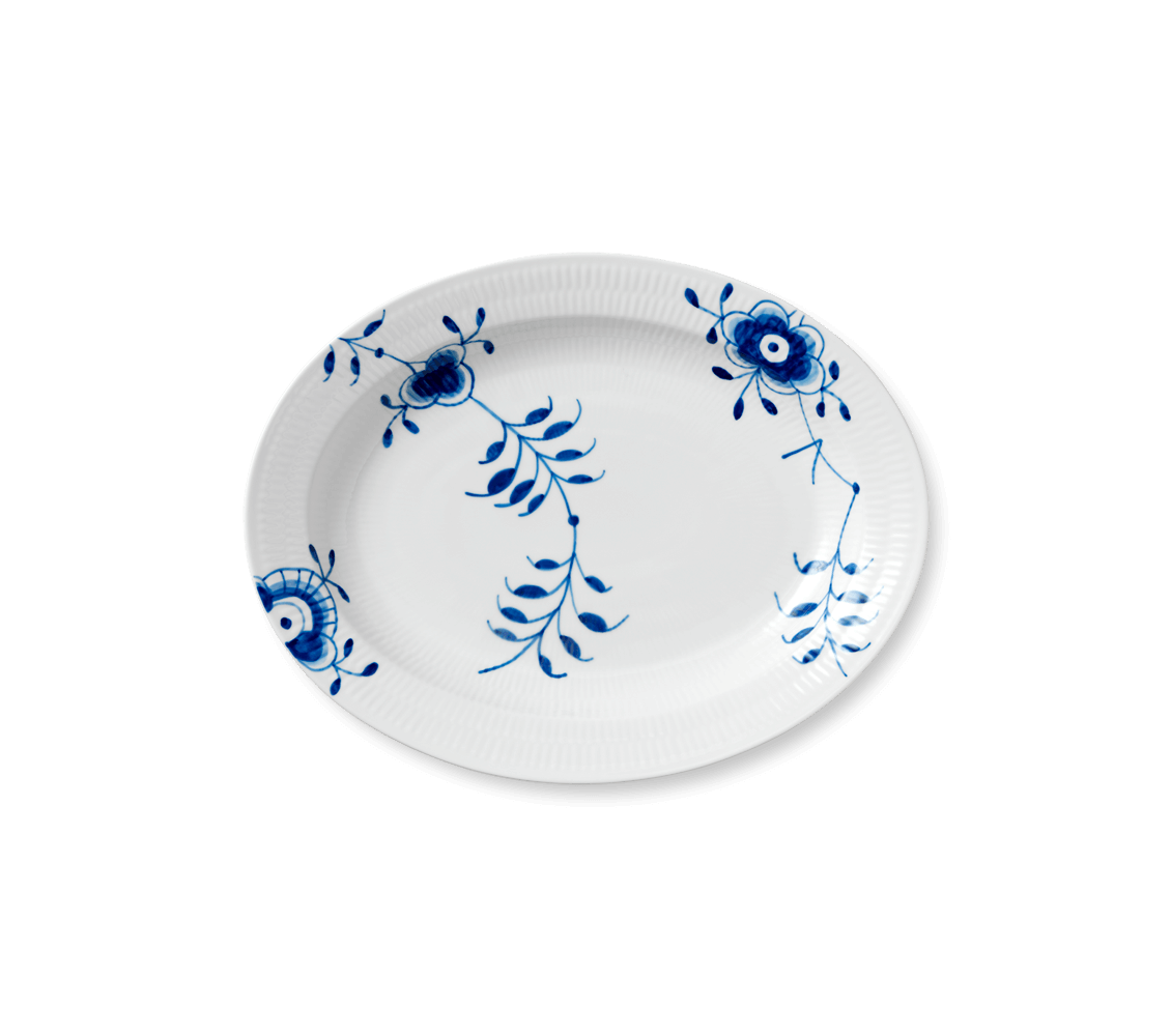 Blue Fluted Mega Oval Dish - Display Sample