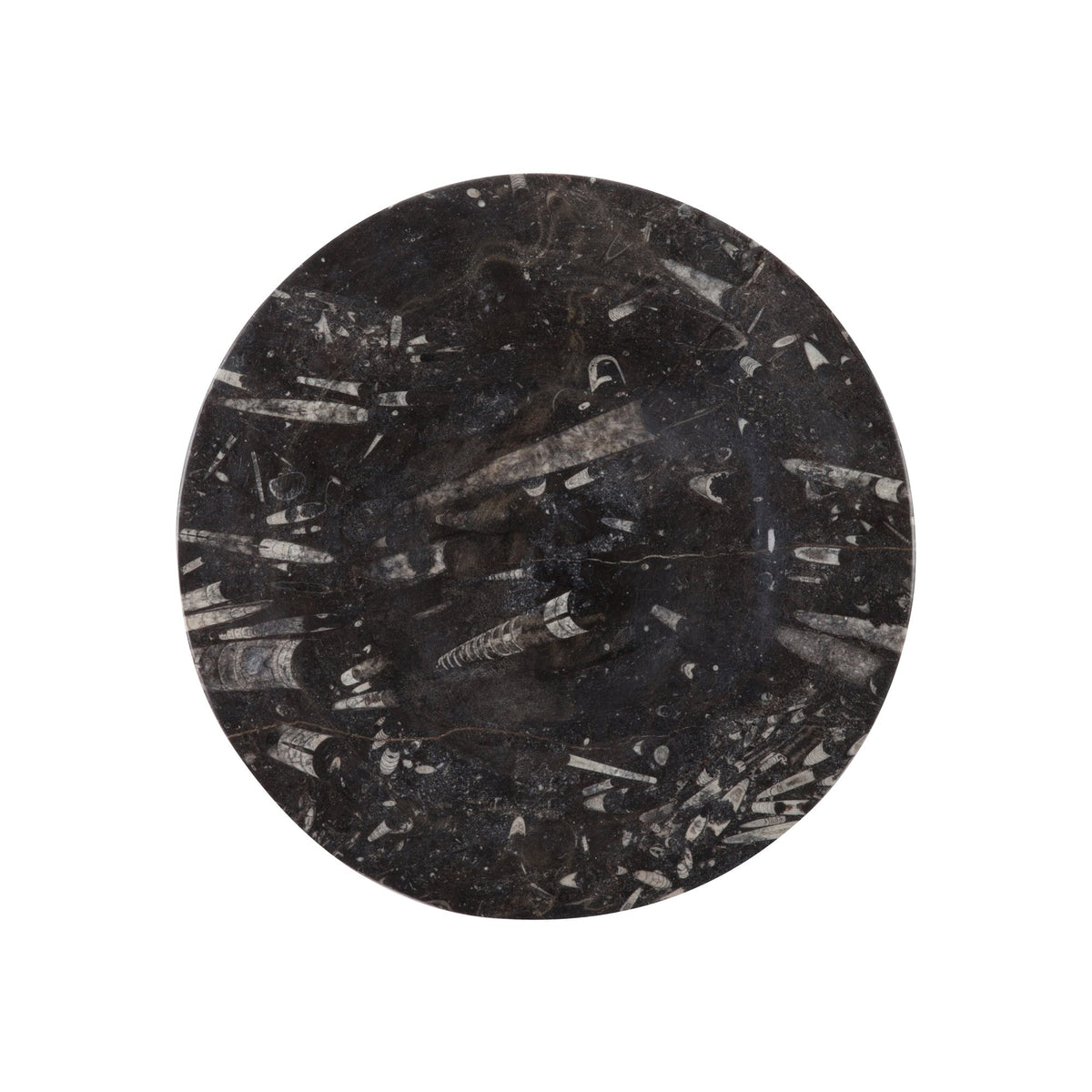 Round Black Fossil Plate