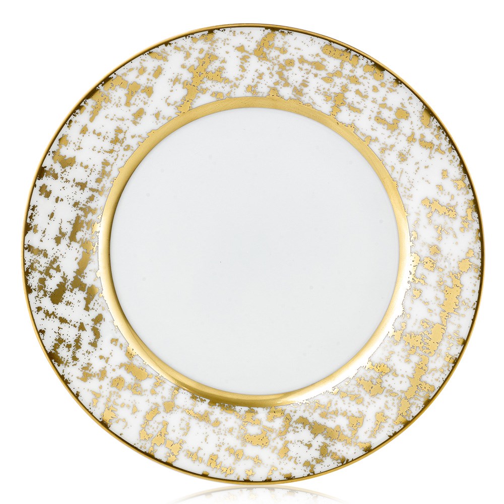 Tweed White and Gold Dinner Plate
