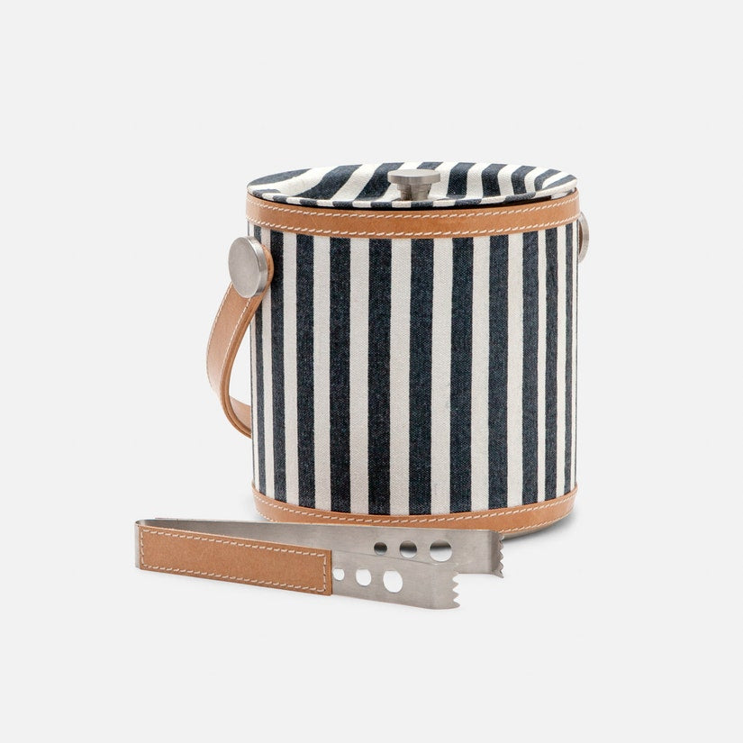 Hamilton Striped Ice Bucket w/ Tongs