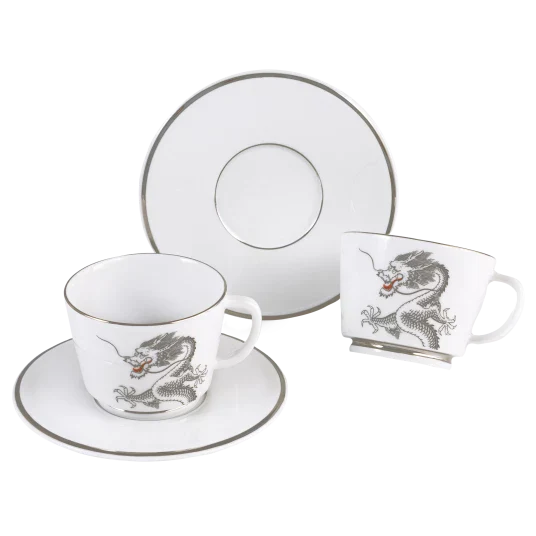 Vitruv Fortune Dragon Cappuccino Cup and Saucer