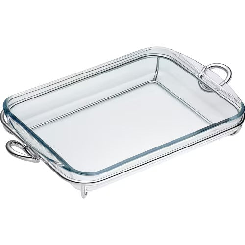 Vertigo Silver-Plated &amp; Glass Rectangular Baking Dish