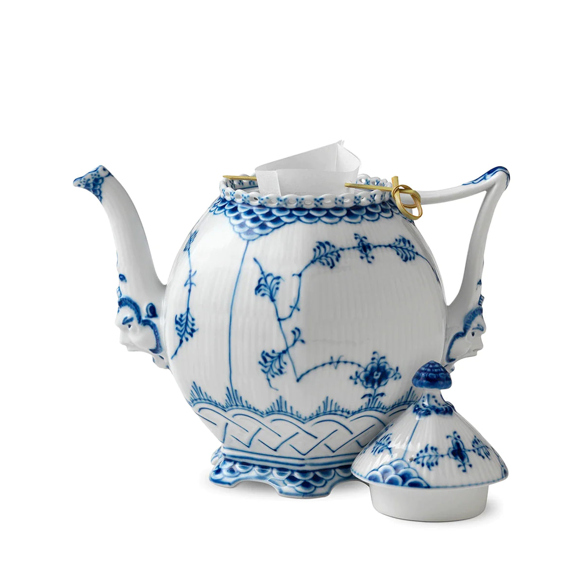 Blue Fluted Full Lace Teapot - Display Sample