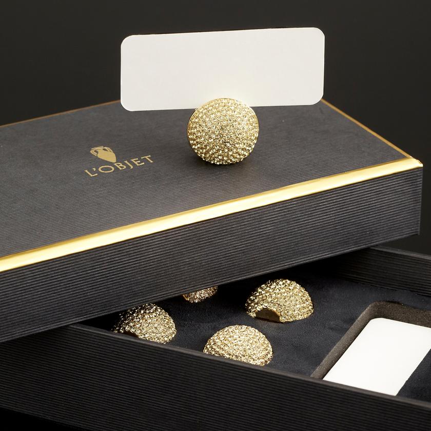Gold Pave Sphere Place Card Holders, Set of 6