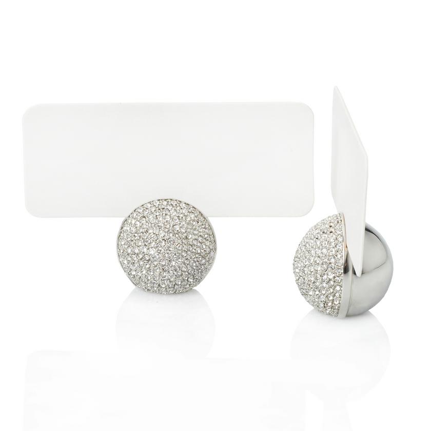 Platinum Pave Sphere Place Card Holders, Set of 6