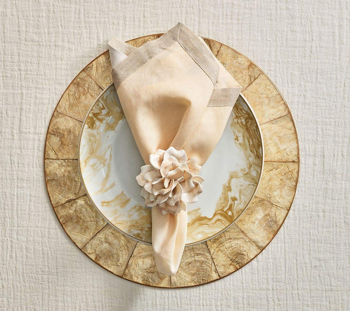 Capiz Shell Champagne Round Placemat, Set of 4