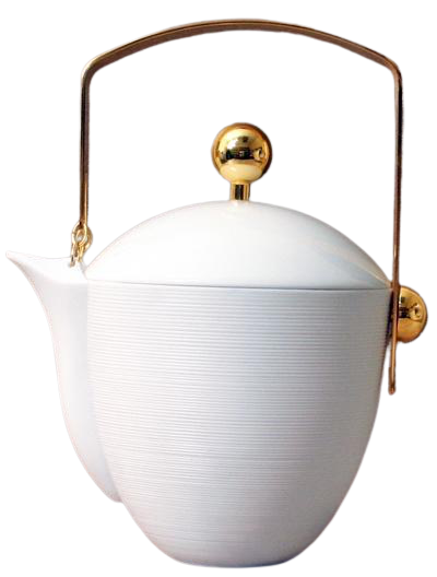 Hemisphere White Tea Pot with Gold Accents