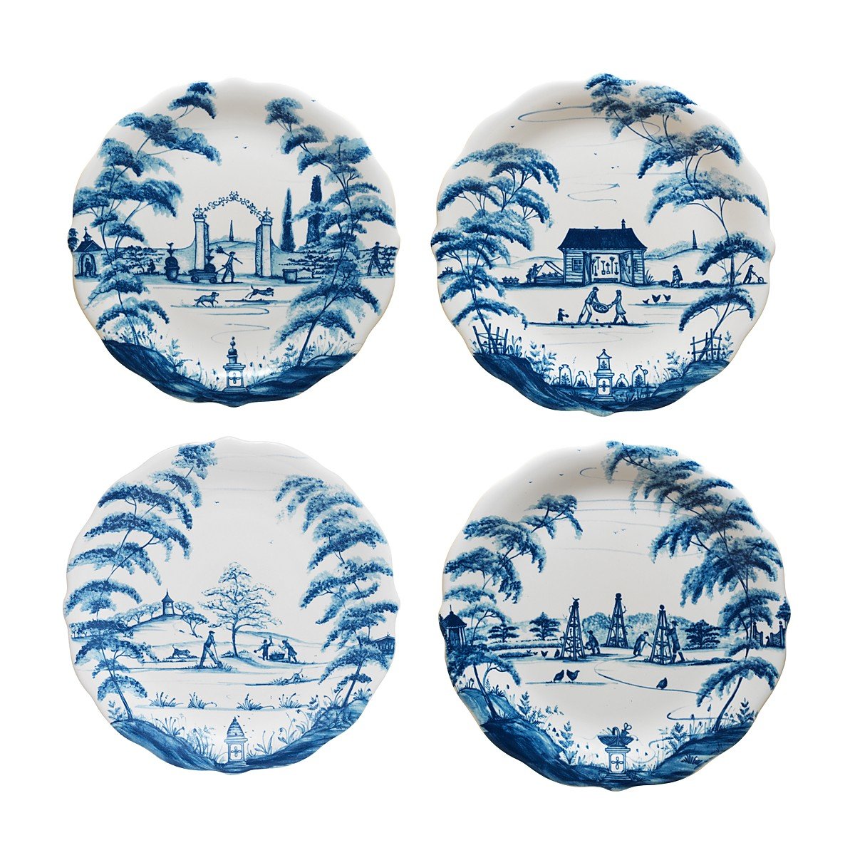 Country Estate Delft Blue Party Plates, Set of 4