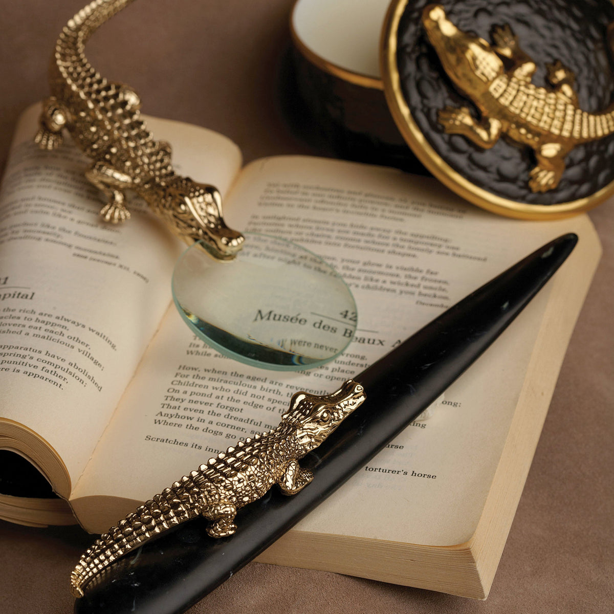 Crocodile Gold Plated Magnifying Glass