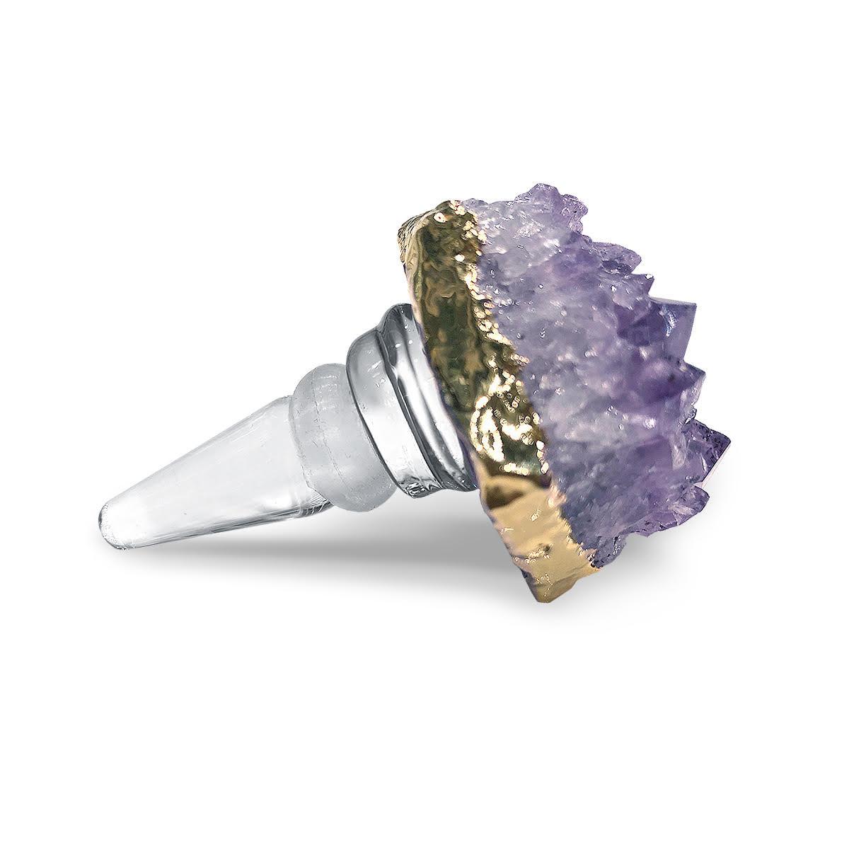 Amethyst with Gold Trim Wine Stopper