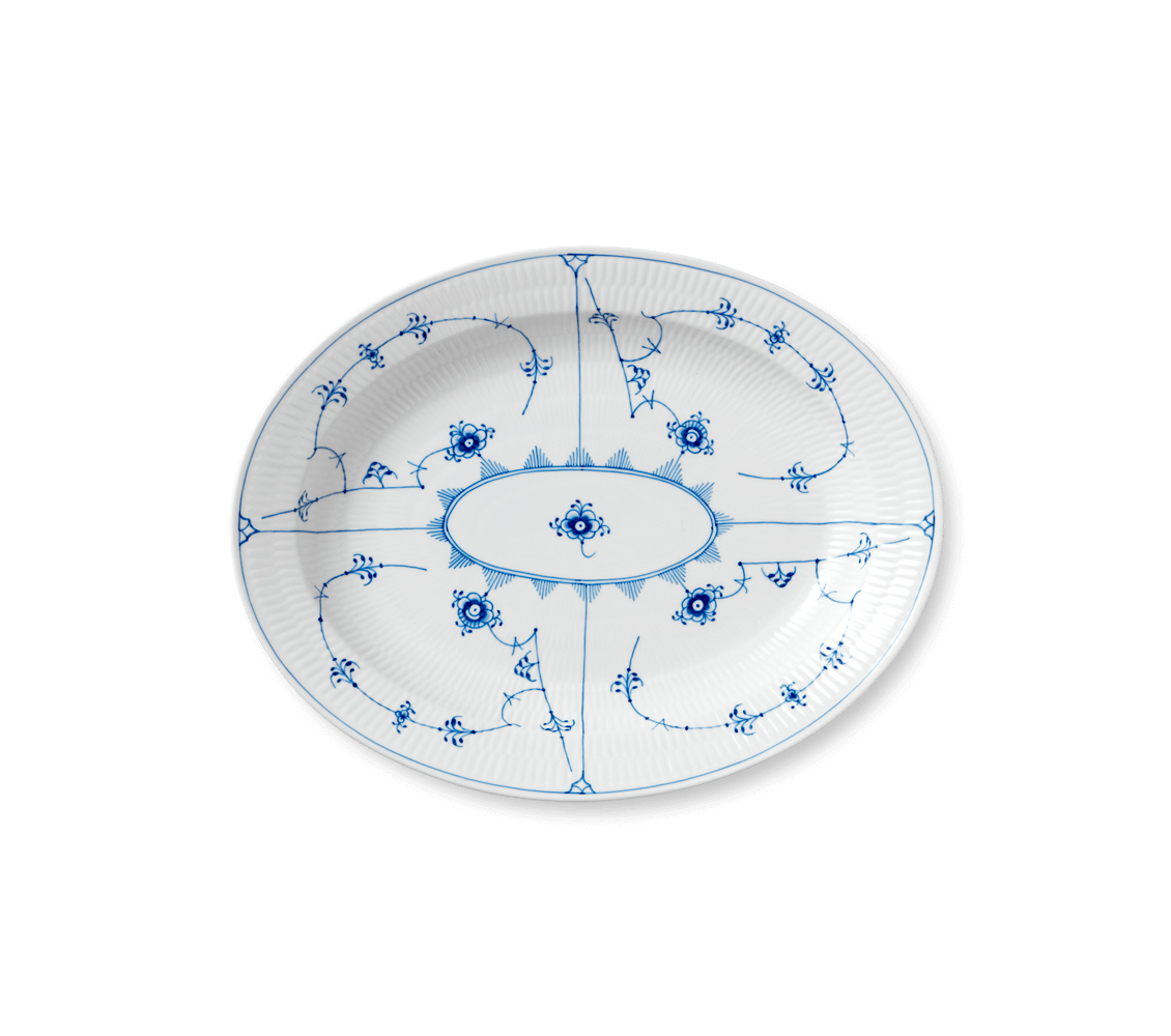 Blue Fluted Plain Oval Dish