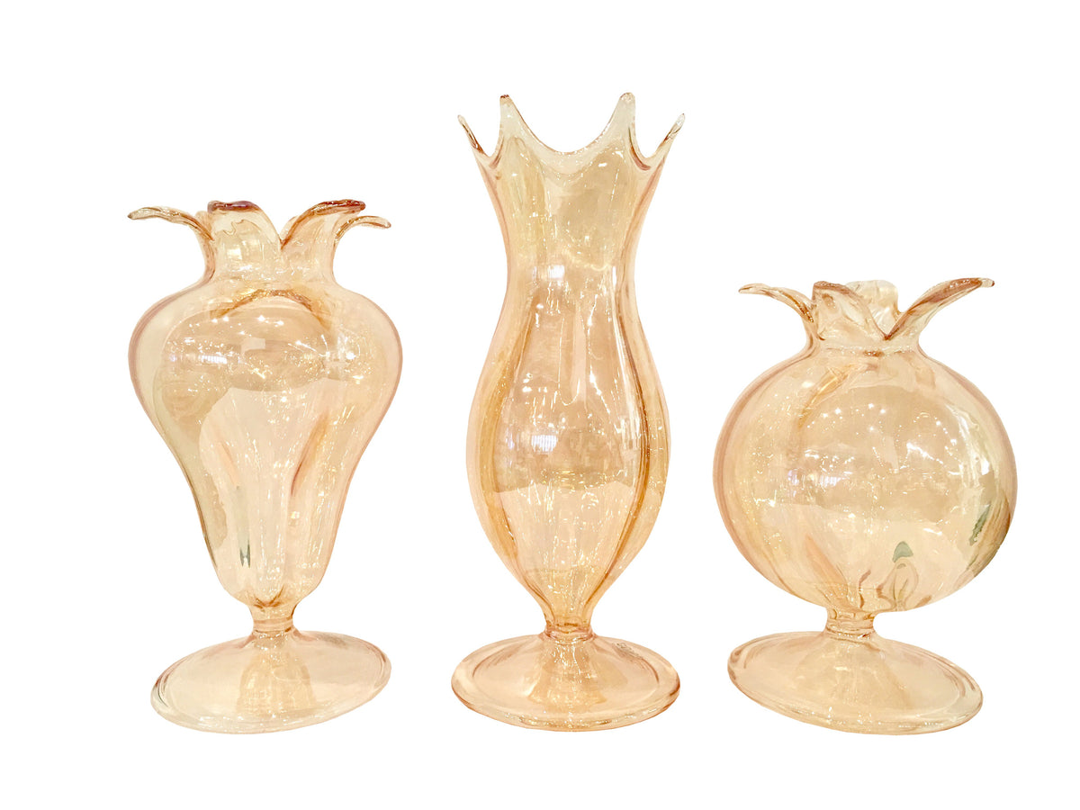 Small Capsule Amber Vases, Set of 3