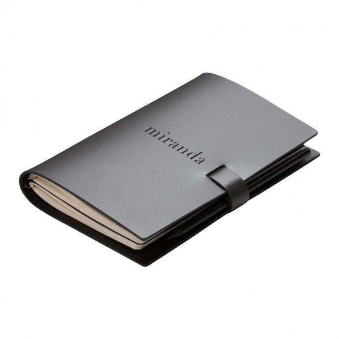 Elaine Leather Notebook, Small - Grey