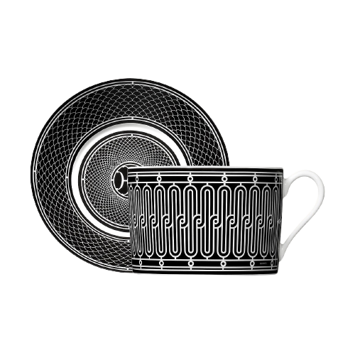 H Deco Black Breakfast Cup and Saucer