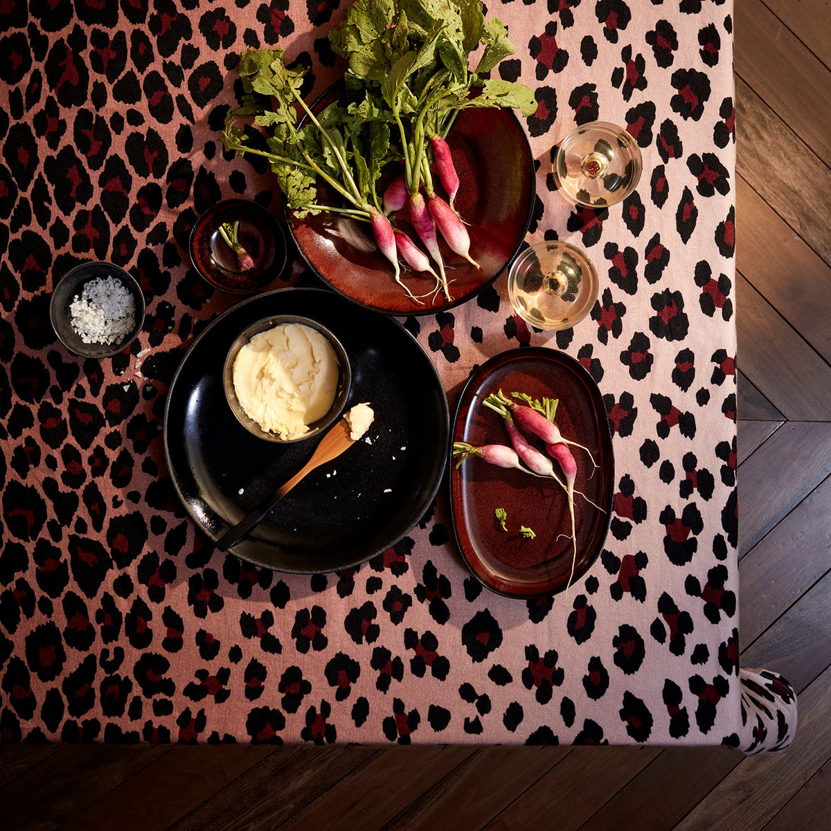 Large Linen Sateen Leopard Tablecloth