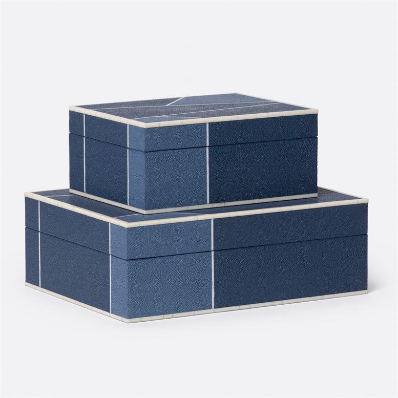 Breck Navy Shagreen Box, Small