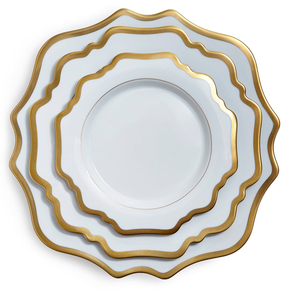 Antique White and Gold Dinner Plate