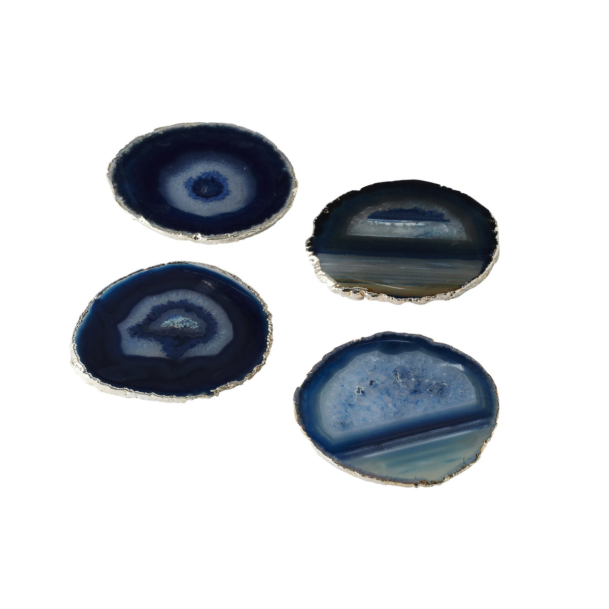 Blue Agate Coasters with Gold Trim