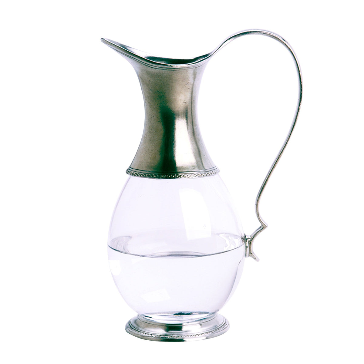 Glass Pitcher with Pewter Handle