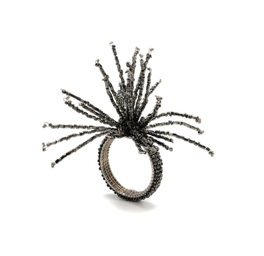 Gunmetal Spider Beaded Burst Napkin Ring, Set of 4 (D)