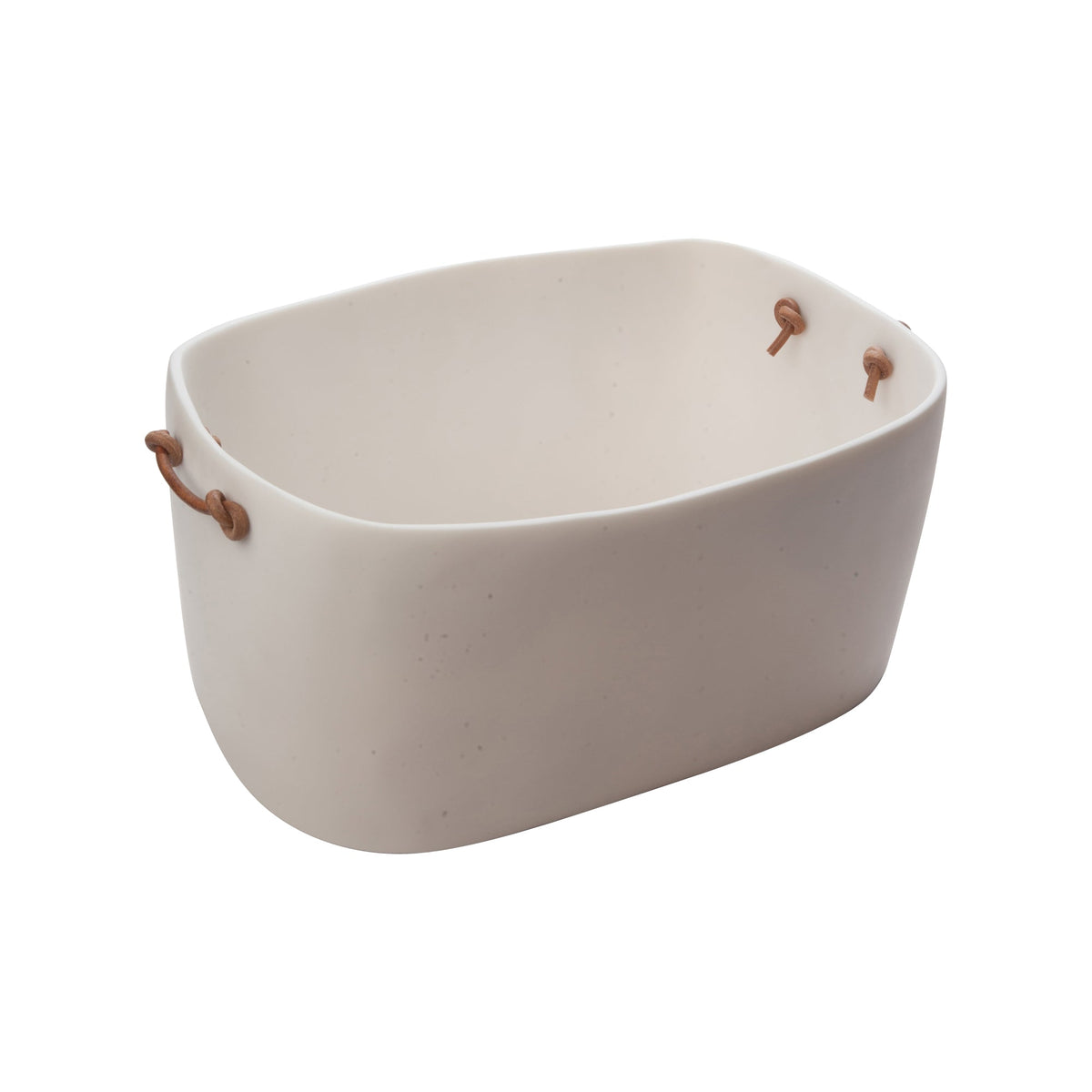 Large White Bucket with Leather Handles