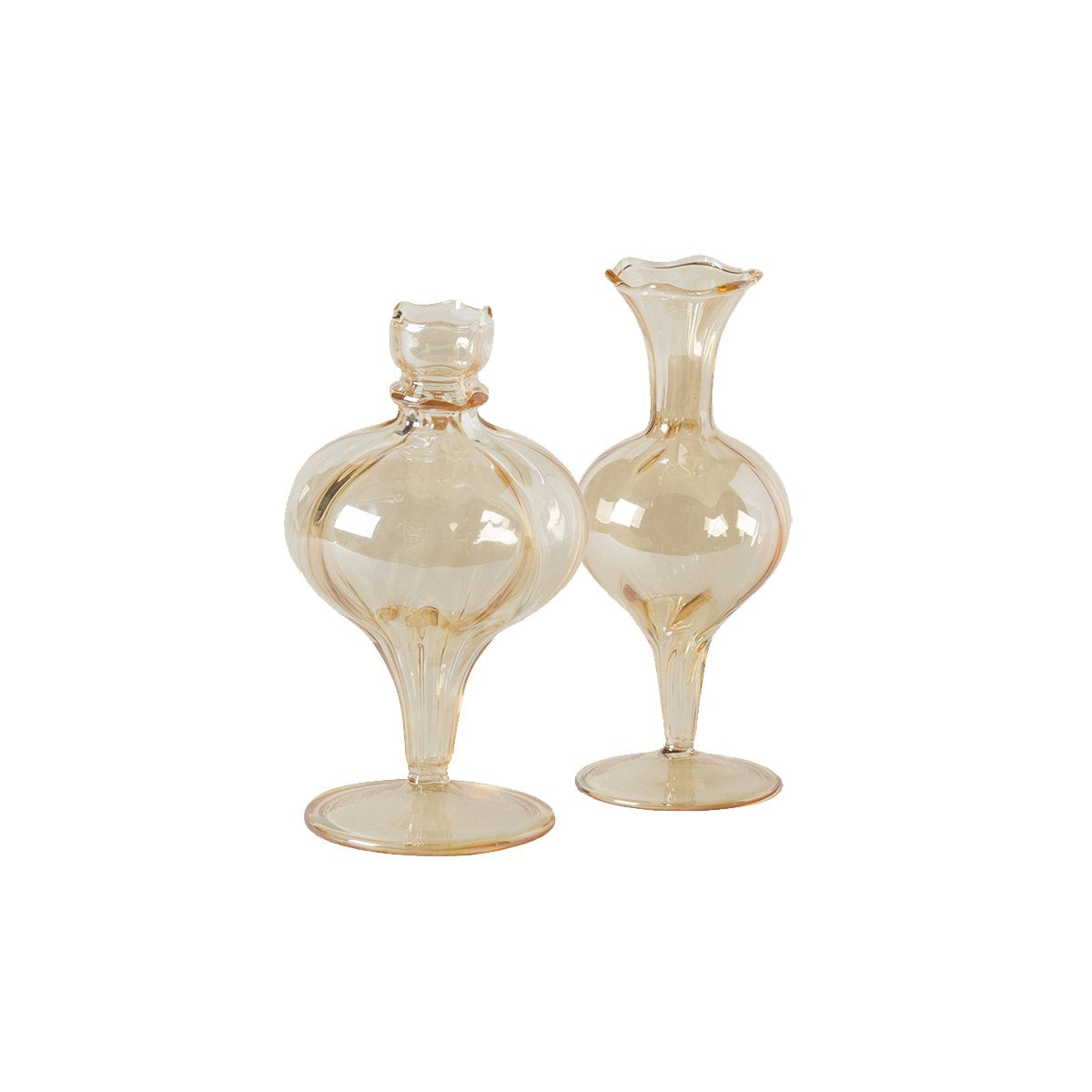 Medium Spherical Vase, Amber, Set of 2