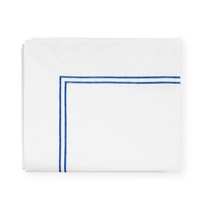 Grande Hotel White/Cornflower Blue King Flat Sheet