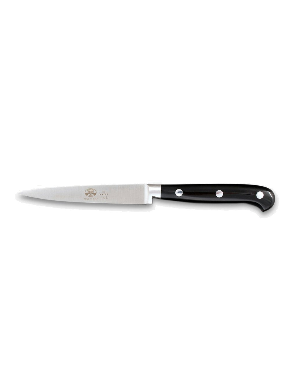 Straight Paring knife, 4.25&quot; Blade Black Lucite Handle