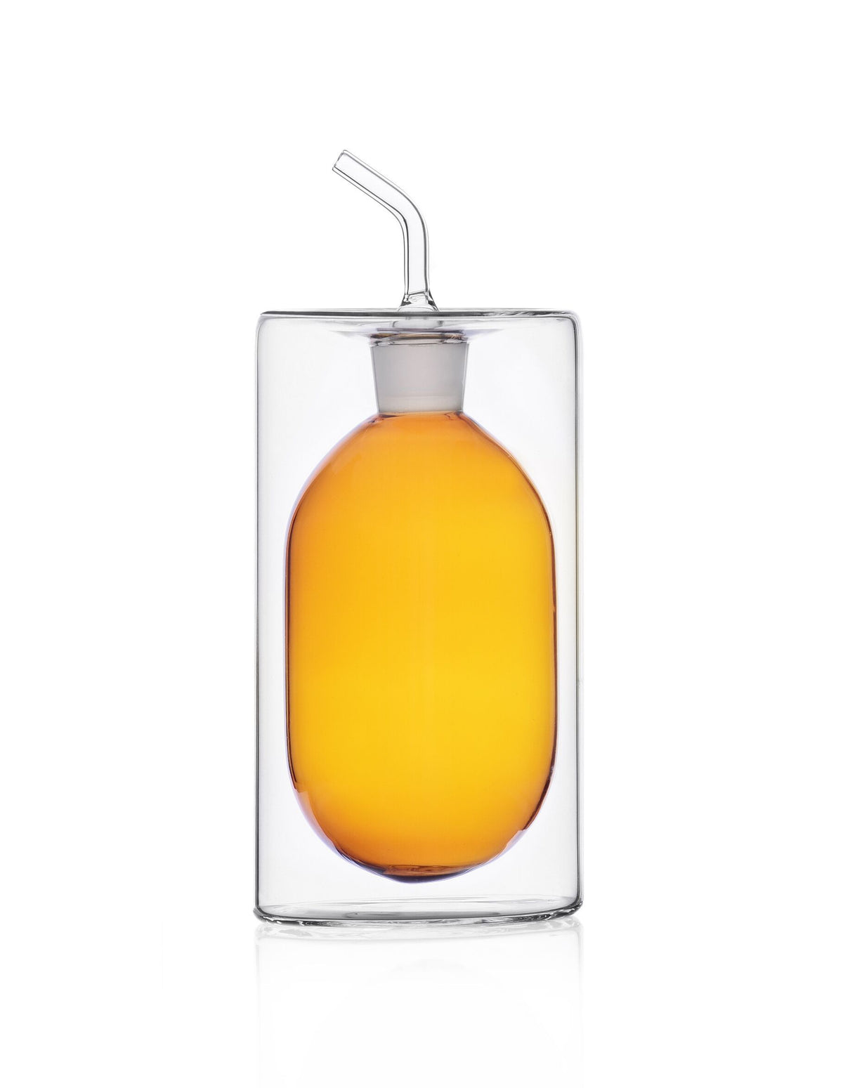 Cilindro Double Walled Large Olive Oil Cruet - Amber